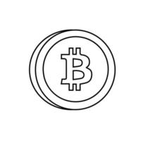 Gold bitcoin isolated coin in line style. Vector illustration