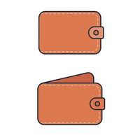 Leather different wallets. Isolated on white background. Vector illustration.