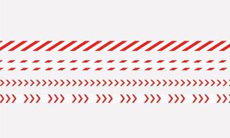 Set of red warning ribbons for construction and crime control. Vector illustration on white background