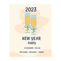 New Year's Eve party invitation with glasses. Vector illustration