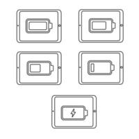 A battery-operated, line-style tablet. Charge level indicator. Fully charged vector