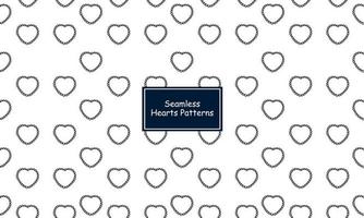 Seamless geometric black and white hearts pattern in a line style vector