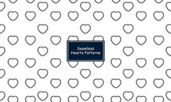 Seamless geometric black and white hearts pattern in a line style vector