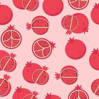 A set of seamless pomegranate patterns. Fruit vector