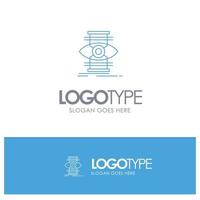 Eye Success Focus Optimize Blue outLine Logo with place for tagline vector