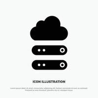 Big Cloud Data Storage solid Glyph Icon vector