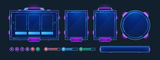 Game frames and buttons in sci fi style vector