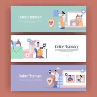 Online pharmacy service posters vector