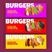 Burger special offer posters vector