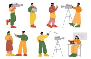 Set professional tv employees, mass media industry vector