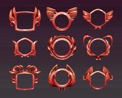 Ui game frames, level borders, red textured design vector