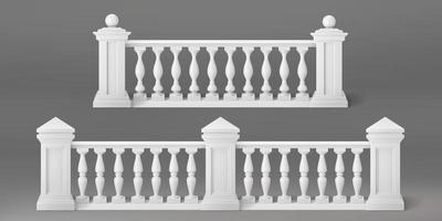 balaustradas de piedra blanca o mármol con pilares vector
