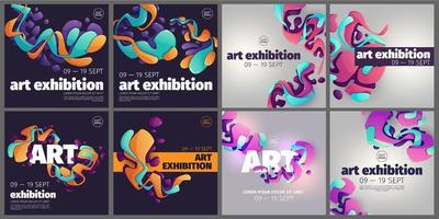 carteles de exposiciones de arte con patrones creativos vector