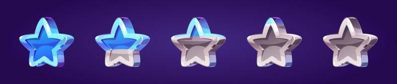 Game icon of rating star in blue and silver colors vector