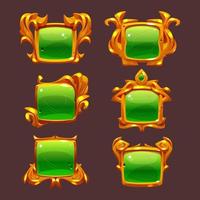 insignias de interfaz de usuario doradas de nivel de juego, marcos de premios medievales vector