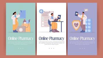 Online pharmacy service posters vector