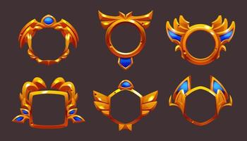 Empty gold frames for game award badges vector