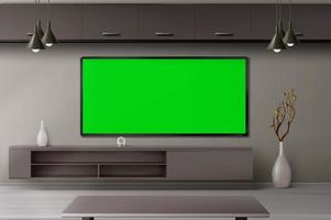 Living room interior 3d vector project with tv set