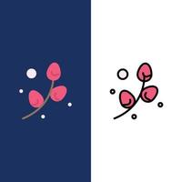 Plant Egg Easter Holiday  Icons Flat and Line Filled Icon Set Vector Blue Background