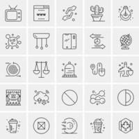 Patent Conclusion Court Judgment Law Bold and thin black line icon set vector