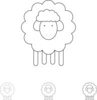 Easter Lamb Sheep Spring Bold and thin black line icon set vector