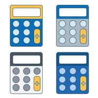 Flat style electronic calculator set with round buttons. Vector illustration