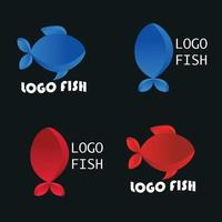 A set of fish logos. Fish logo in red and blue. Logo for the store. Print for clothing. vector
