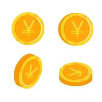 Golden yen single coin. Vector illustration