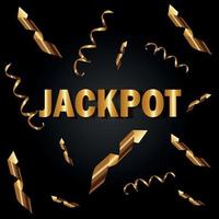 Casino. Poker. Roulette. Jackpot. Serpentine greeting in gold. vector