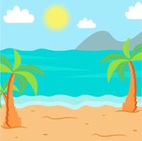 paisaje de verano. la playa, el mar con palmeras. ilustración vectorial vector