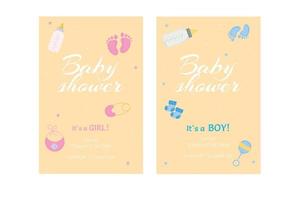 Invitation, card is a girl, a boy. Baby shower. Vector illustration