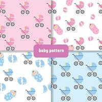 Seamless baby boy and baby girl pattern. Stroller baby pattern. Baby shower. vector