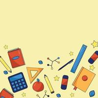 Back to school background. Notebook, calculator, ruler, pencil, ruler. vector