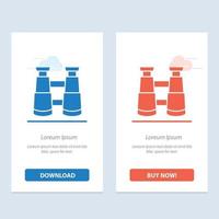 Binoculars Search Watch  Blue and Red Download and Buy Now web Widget Card Template vector