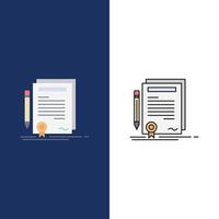 Business certificate contract degree document Flat Color Icon Vector