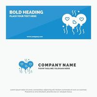 Balloon Love Heart Wedding SOlid Icon Website Banner and Business Logo Template vector