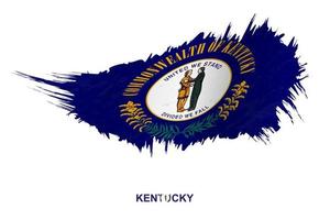 Flag of Kentucky state in grunge style with waving effect. vector