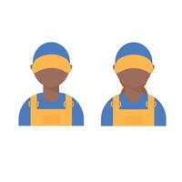 Repair service black man woman worker logo. Workshop mechanic. vector