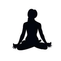 Silhouette girl, woman yoga pose vector