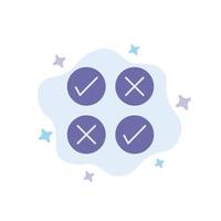 Creative Cross Design Tick Blue Icon on Abstract Cloud Background vector