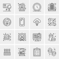 16 iconos de negocios universales vector ilustración de icono creativo para usar en proyectos relacionados con la web y dispositivos móviles