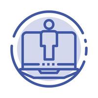 Laptop Computer Hardware Service Blue Dotted Line Line Icon vector