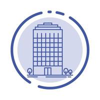 Building Office Tower Space Blue Dotted Line Line Icon vector