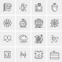 16 iconos de negocios universales vector ilustración de icono creativo para usar en proyectos relacionados con la web y dispositivos móviles