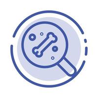 Search Bone Science Blue Dotted Line Line Icon vector