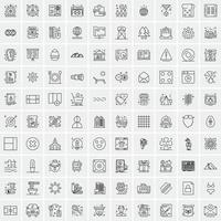 paquete de 100 iconos de líneas universales para móviles y web vector