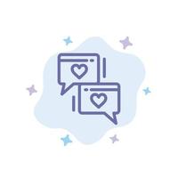 Chat Love Heart Wedding Blue Icon on Abstract Cloud Background vector