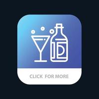 Drink Wine American Bottle Glass Mobile App Button Android and IOS Line Version vector