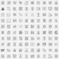 conjunto de 100 iconos de línea de negocios creativos vector