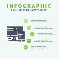 Computer Monitor Cell Education Infographics Presentation Template 5 Steps Presentation vector